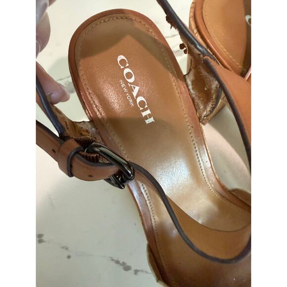 COACH Women's Platform Leather Sandals Shoes Chunky Heel Open-Toe Size 9 - Picture 15 of 15